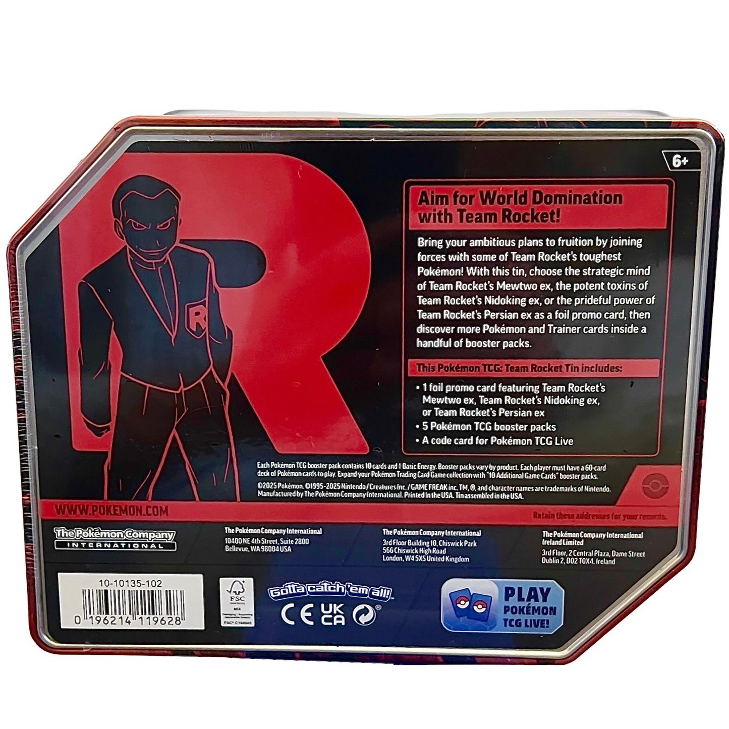 Pokémon Trading Card Destined Rivals Team Rocket Tin
