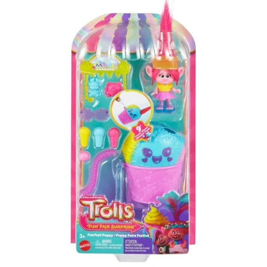 Trolls Fun Fair Surprise FairFest Queen Poppy Small Doll & 10 Accessories,
