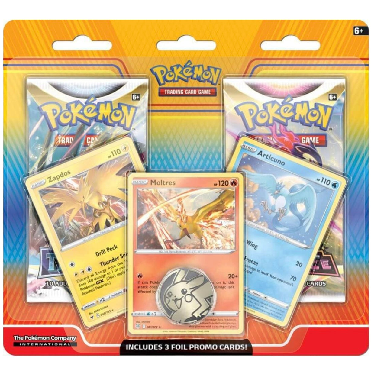 Pokémon Articuno, Zapdos & Moltres Cards with 2 Booster Packs & Coin