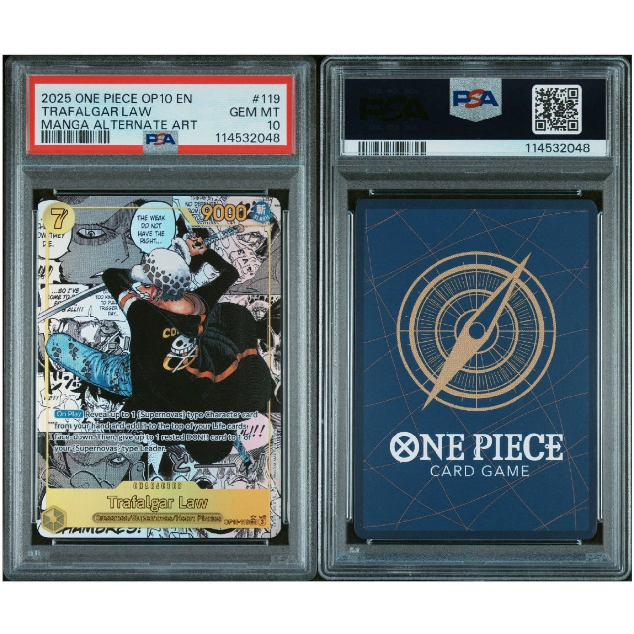 PSA 10 GEM MINT One Piece Trafalgar Law Manga OP10-119 Royal Blood Foil English