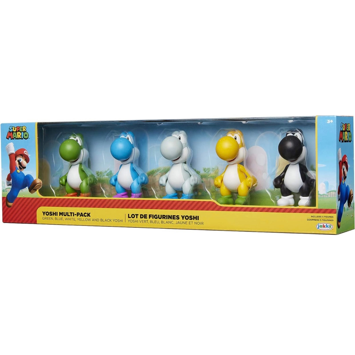 Super Mario Yoshi Multi-Pack Green, Blue, Grey, Yellow & Black, Yoshi Mini Figure 5-Pack