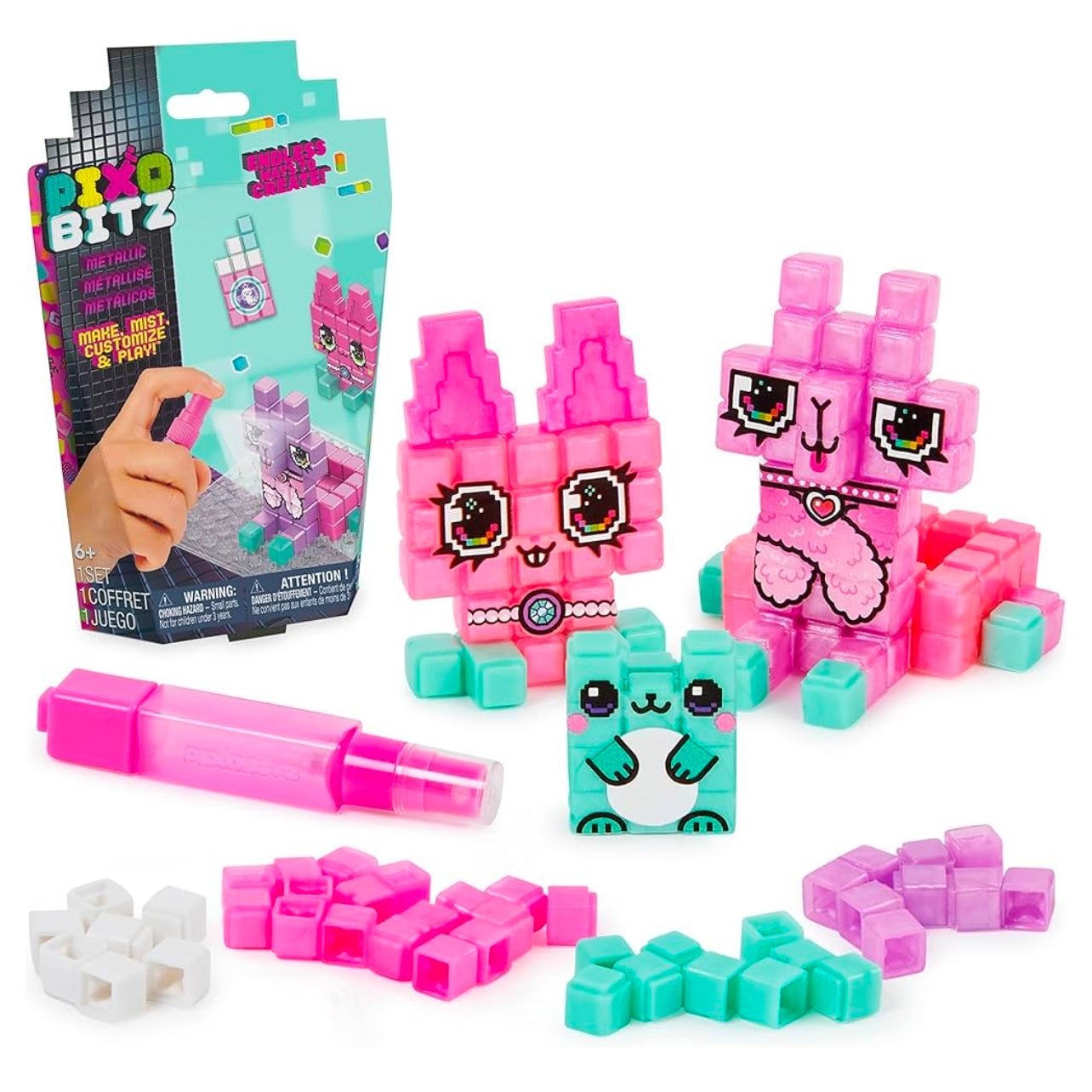 Pixo Bitz Metallic Pack with 156 Exclusive Water Fuse Beads, Decos and Accessories