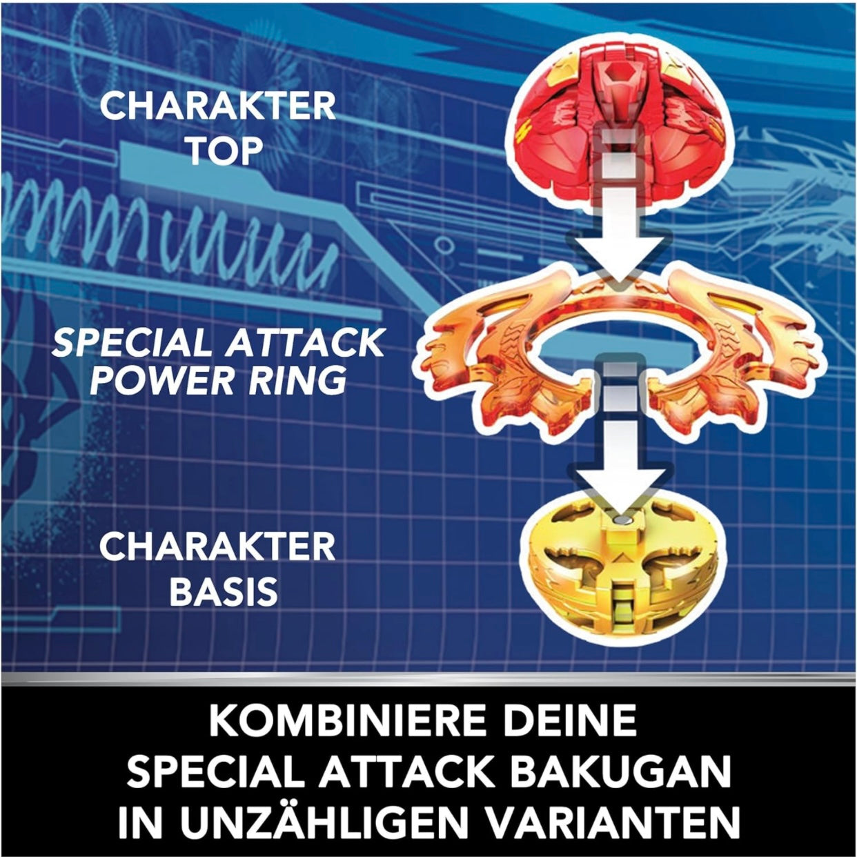 Bakugan Starter 3-Pack, Special Attack Dragonoid, Nillious, Hammerhead Customizable Spinning Action Figures and Trading Cards