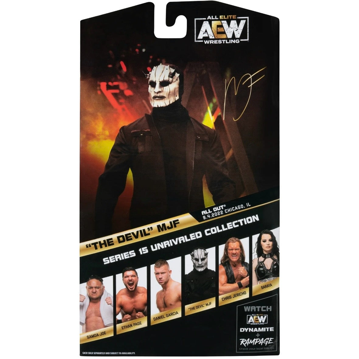 AEW Unrivaled MJF (Joker) with Entrance Vest, Poker Chip, and Alternate Hand 6” Action Figure