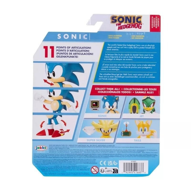 Sonic The Hedgehog with Monitor Classic 4" Articulated Figure