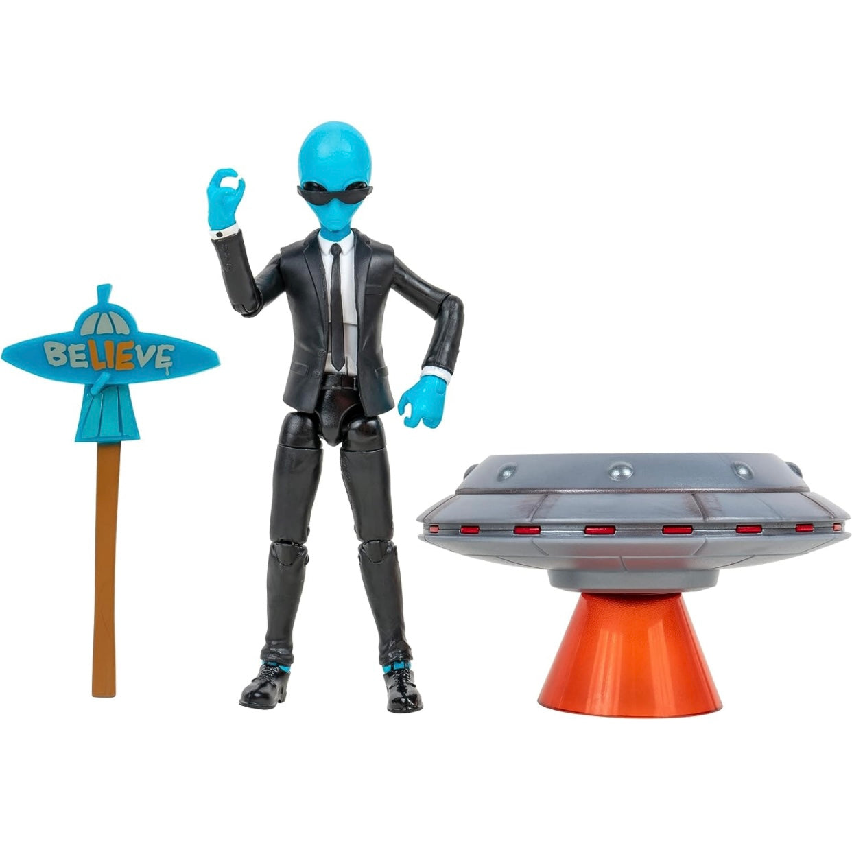 Fortnite Human Bill (EMOTE Series) - 4-inch Articulated Figure with Lil’ Saucer Emote Vehicle and Flying Slasher Accessory