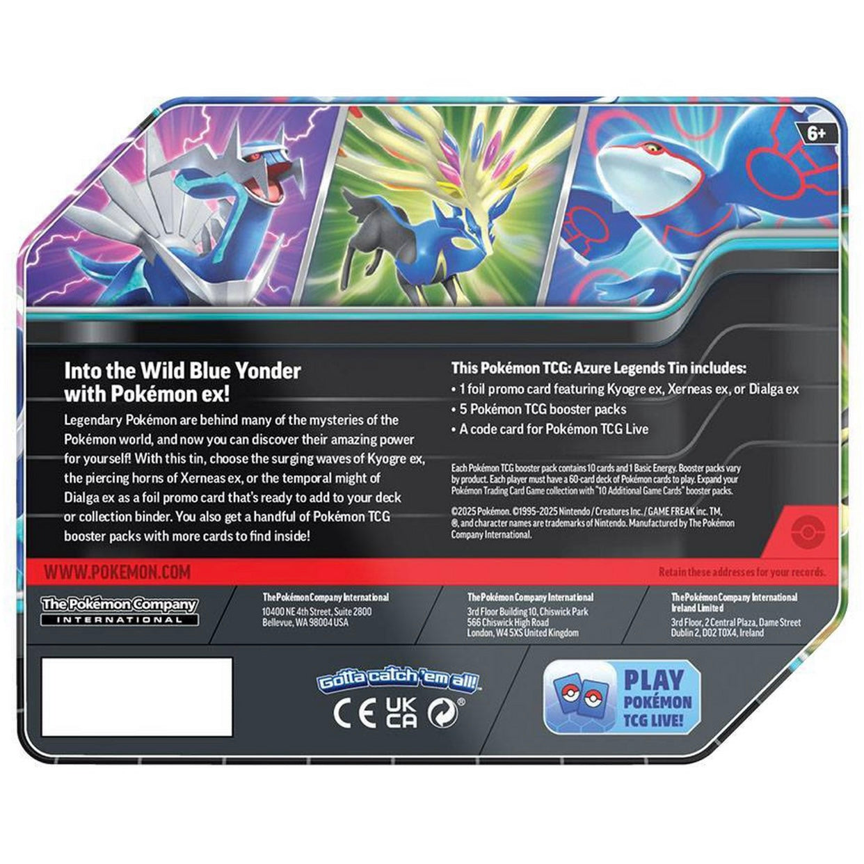 Pokémon Trading Card Game: Azure Legends Kyogre Ex Tin
