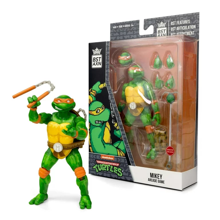 The Loyal Subjects Teenage Mutant Ninja Turtles Mikey Arcade Game BST AXN 5-in Action Figure GameStop Exclusive