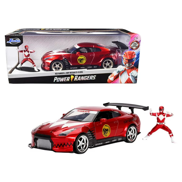 Power Rangers 2009 Nissan GT-R (R35) Candy Red and Red Ranger Diecast Figurine 1:24 Die-Cast