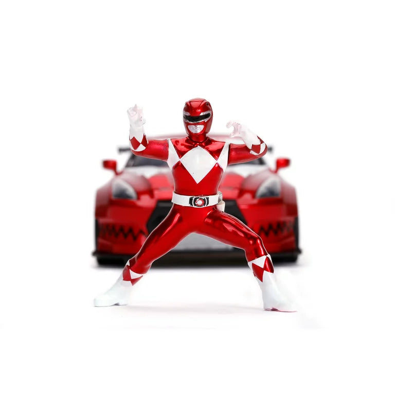 Power Rangers 2009 Nissan GT-R (R35) Candy Red and Red Ranger Diecast Figurine 1:24 Die-Cast
