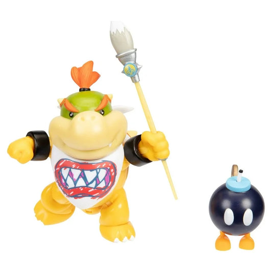 Nintendo Super Mario Gold Collector Series - Bowser Jr Action Figure Set with Rainbow Brush and Bob-Omb. 3 Pieces