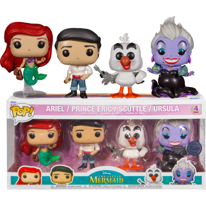 Funko Pop! The Little Mermaid Ariel, Prince Eric, Scuttle & Ursula 4-Pack Vinyl Figures