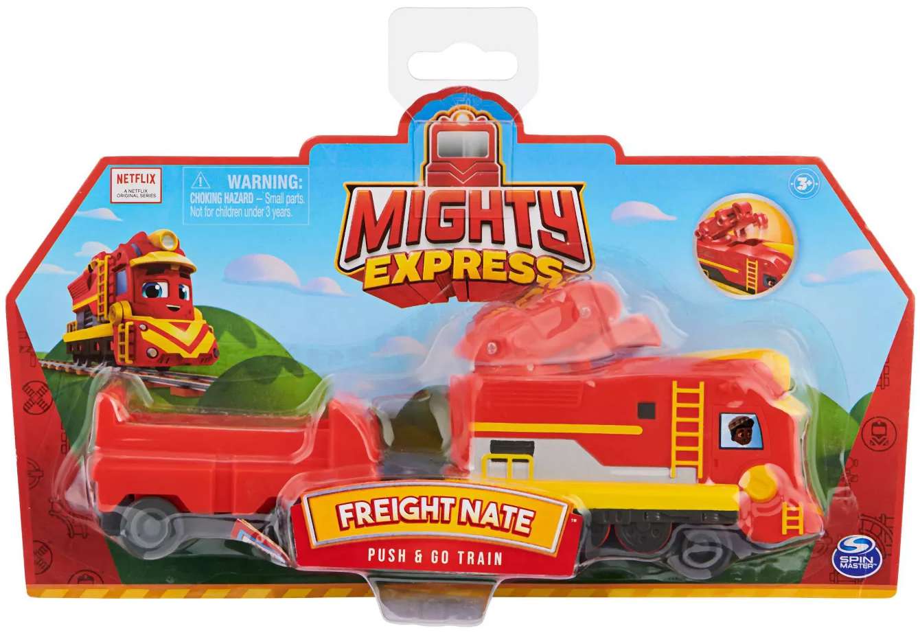 Mighty Express. Freight Nate Push and Go Toy Train with Cargo Car