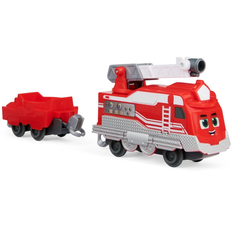 Mighty Express, Rescue Red Push and Go Toy Train with Cargo Car
