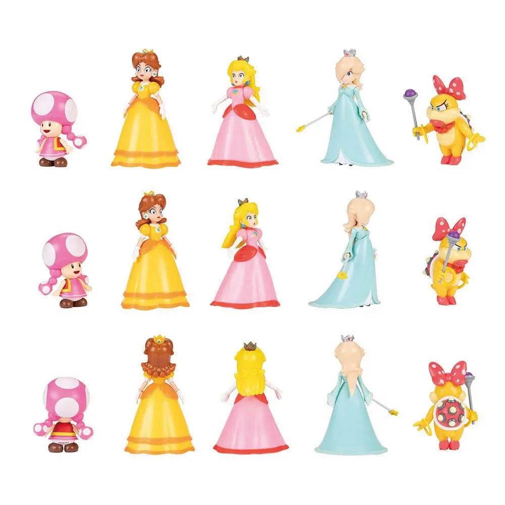 World of Nintendo Super Mario Princess Peach, Rosalina, Daisy, Toadette & Wendy Koopa Mini Figure 5-Pack