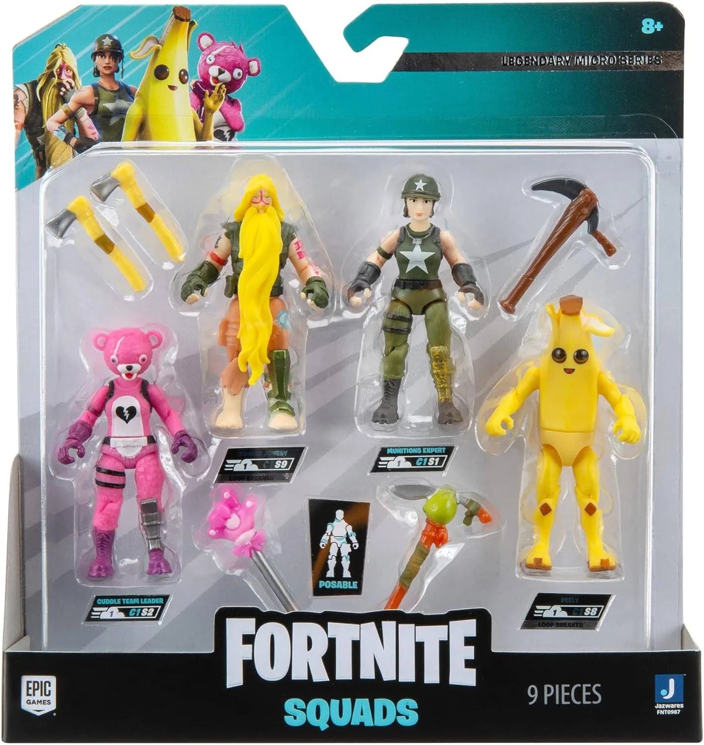 Fortnite Micro Legendary Series Squad Mode Four 2.5” Highly Detailed Figures with Harvesting Tools