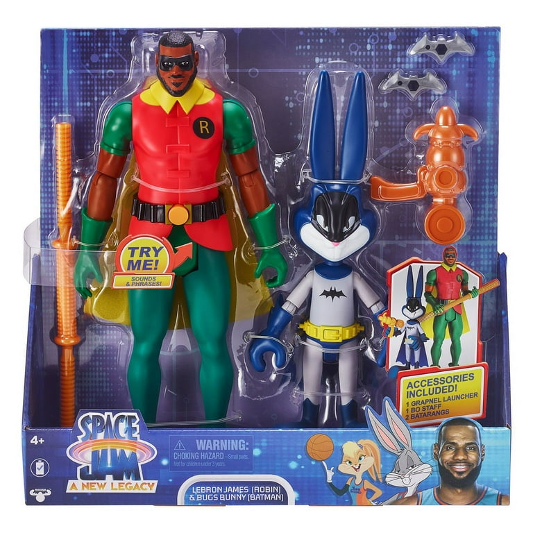 Space Jam A New Legacy Dynamic Duo LeBron James Robin & Bugs Bunny Batman Action Figure Set, 6 Pieces
