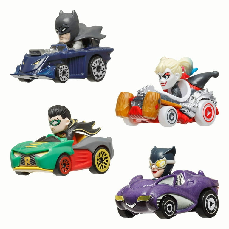 Hot Wheels RacerVerse, Hot Wheels Die-Cast Cars with Pop Culture Characters as Drivers 4-Pack