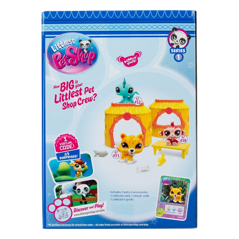 Littlest Pet Shop, Tiki Jungle Play Pack Series 1 Gen 7, Pets #50, #51, #52, LPS Collectible Play Figure