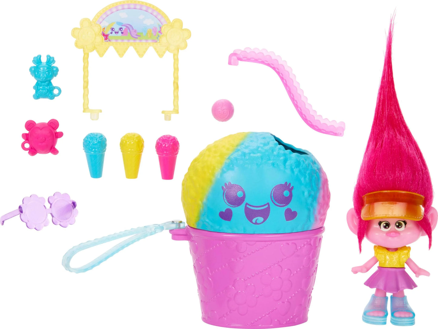 Trolls Fun Fair Surprise FairFest Queen Poppy Small Doll & 10 Accessories,