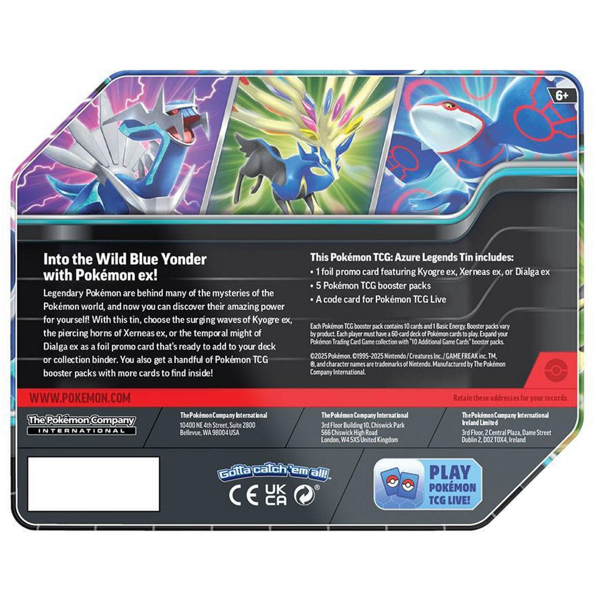 Pokemon 2025 Azure Legends XERNEAS EX Collectors Tin