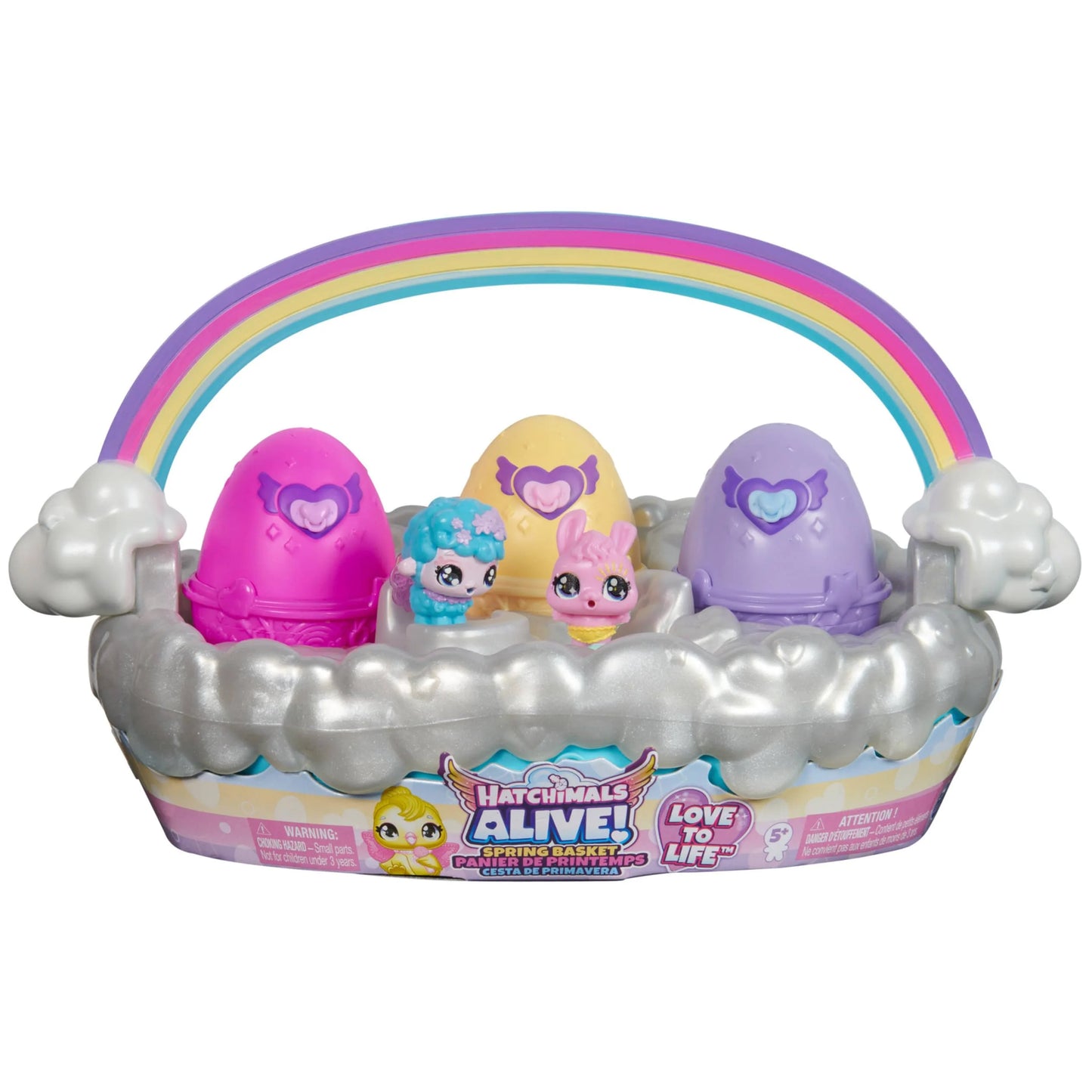 Hatchimals Alive 5” Wide Spring Basket with 6 Pet Figures, 3 Self-Eggs