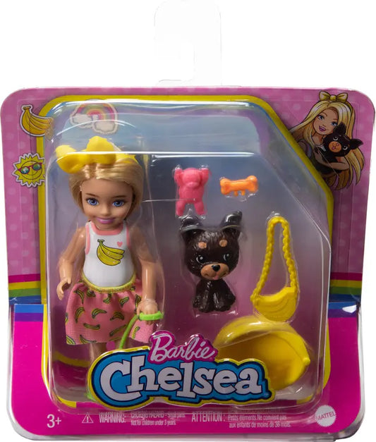 Barbie Chelsea Doll & Accessories, Blonde Small Doll with Removable Skirt, Puppy, Pet Bed & More
