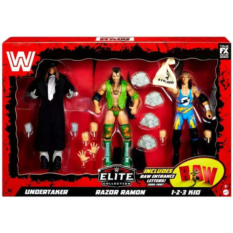 WWE Wrestling 30th Anniversary Monday Night RAW Undertaker, Razor Ramon & 1-2-3 Kid Action Figure 3-Pack W-12