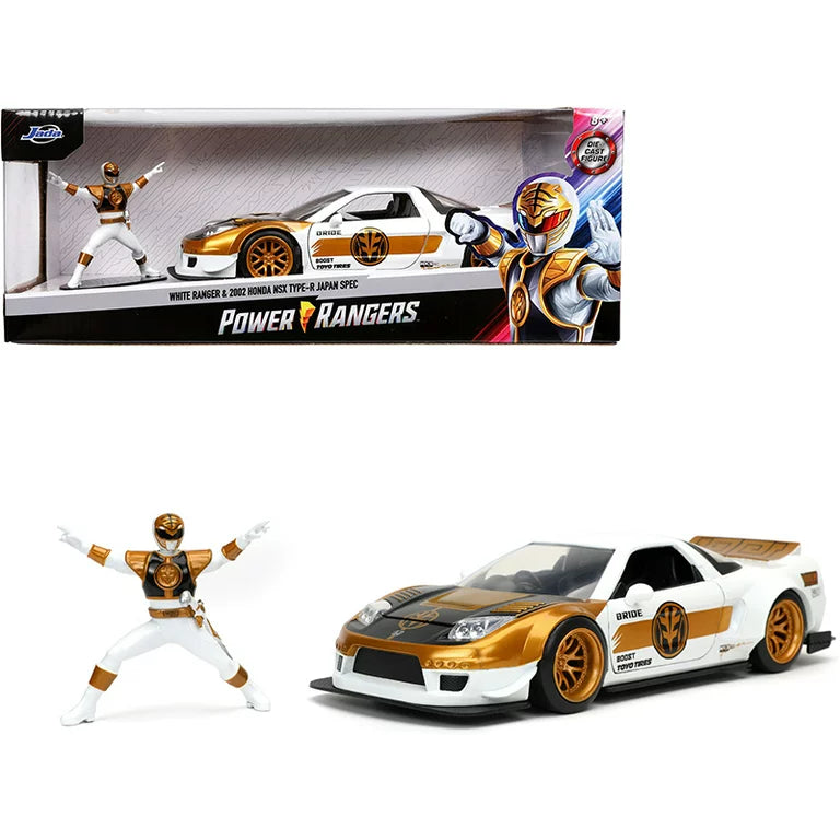 Power Rangers 1:24 2002 Honda NSX Type-R Japan Spec Die-cast Car with 2.75" White Ranger Figure,