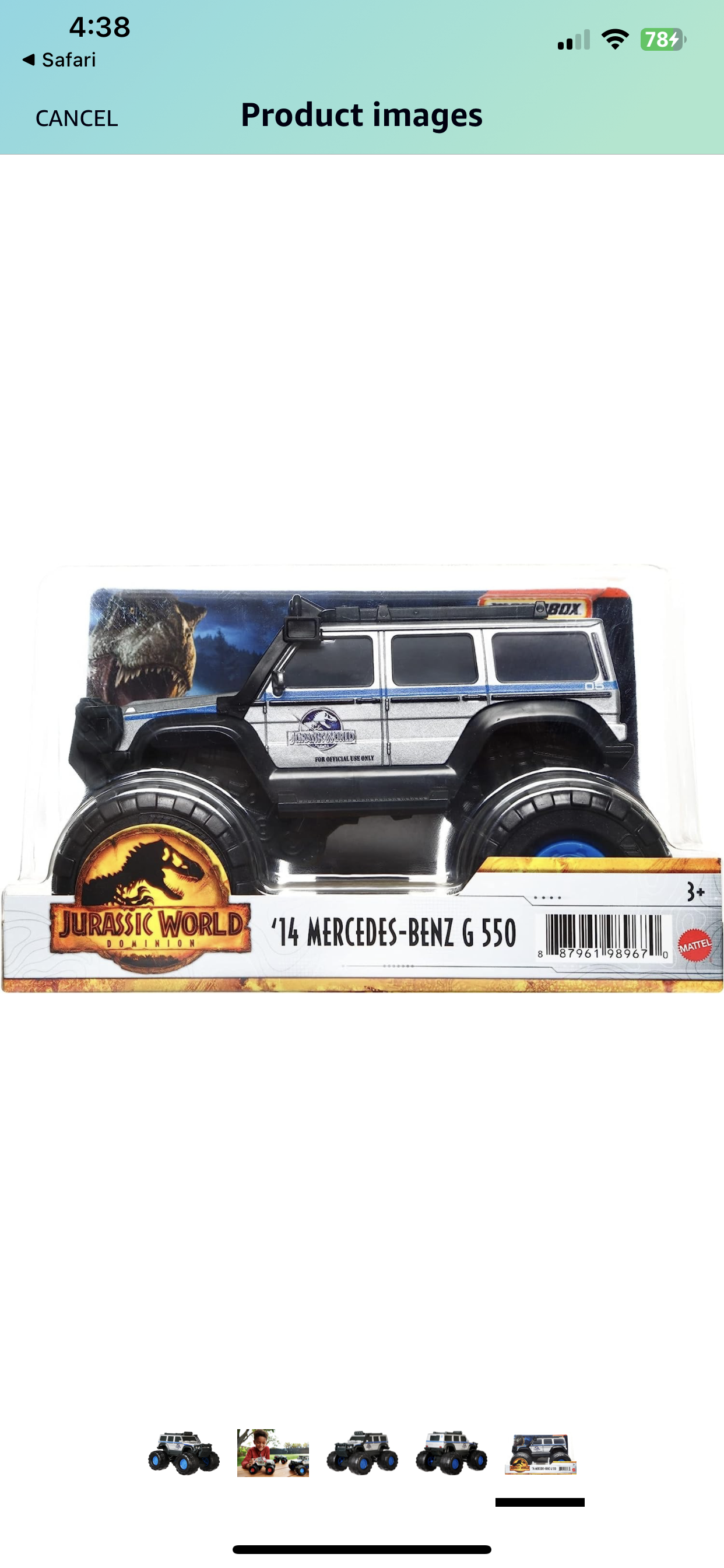 Jurassic World 1:24 Scale '14 Mercedes-Benz G 550 Truck with Large Wheels,