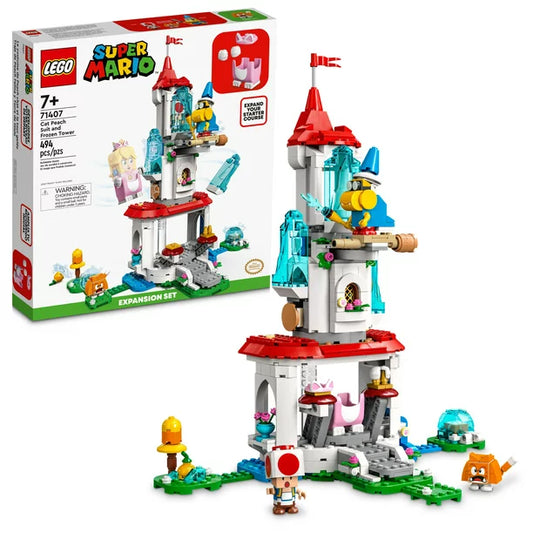 LEGO Super Mario Cat Peach Suit and Frozen Tower Expansion Set 71407, Buildable Game with Castle Toy and Costume, plus Kamek & Toad Figures