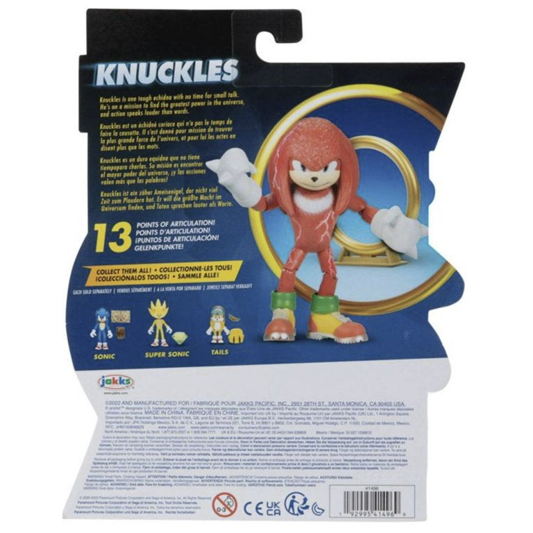 Sonic 2 Movie Knuckles 4” Action Figure with Ring Accessory