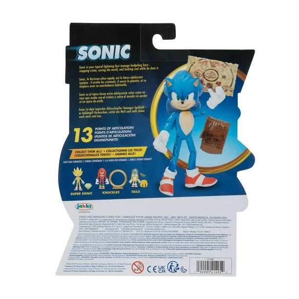Sonic 2 Movie 4 Inch Figures Sonic with Map & Pouch Action Figure