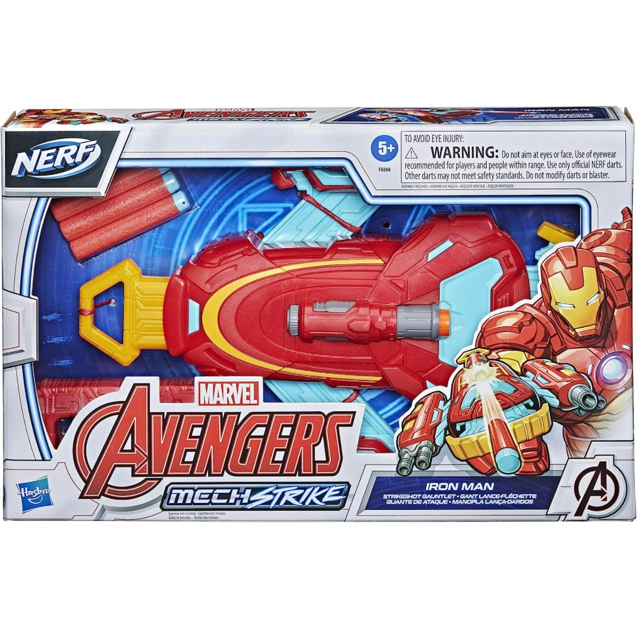 Avengers Marvel Mech Strike Iron Man Strikeshot Gauntlet Role Play with 3 NERF Darts,