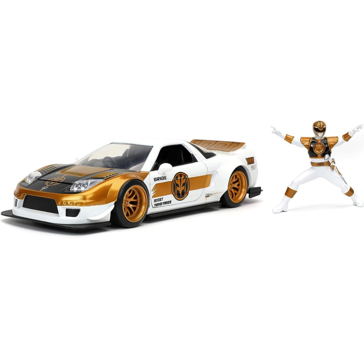 Power Rangers 1:24 2002 Honda NSX Type-R Japan Spec Die-cast Car with 2.75" White Ranger Figure,