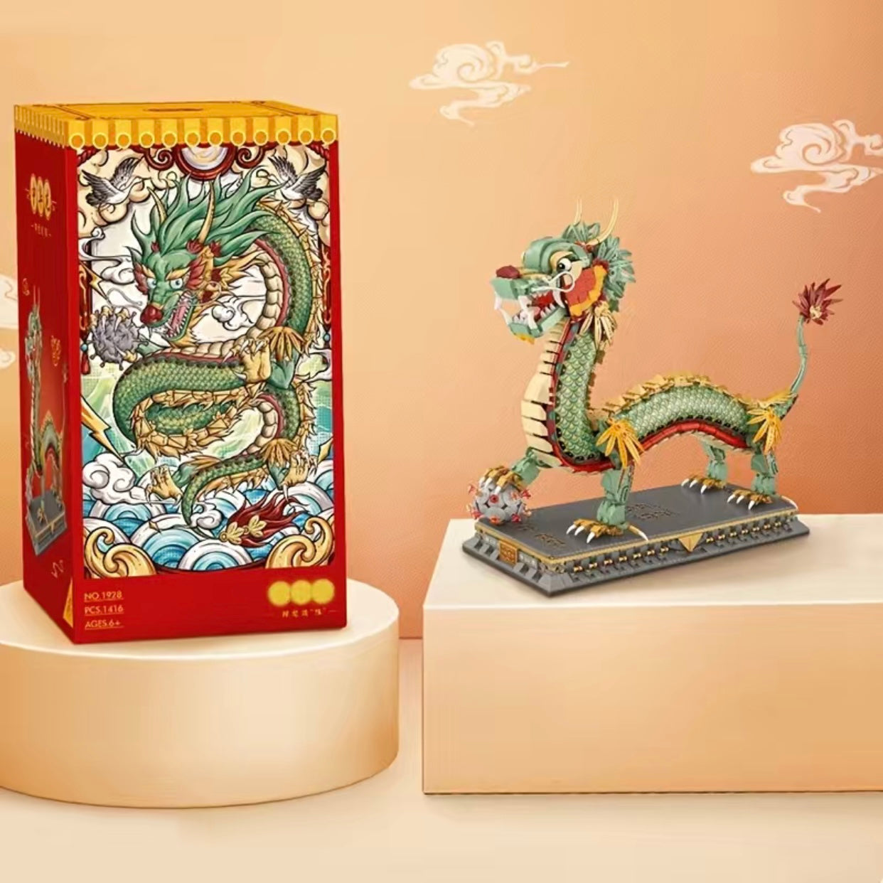 Chinese Dragon Mascot Mini Building Blocks Kit 1416-PCS
