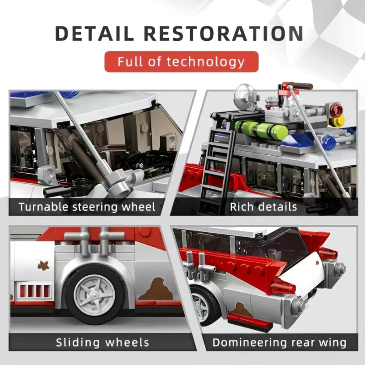 Mould King Technology For Icons Ghost Bus ECTO-1 Model Car Blocks Kit 603-PCS