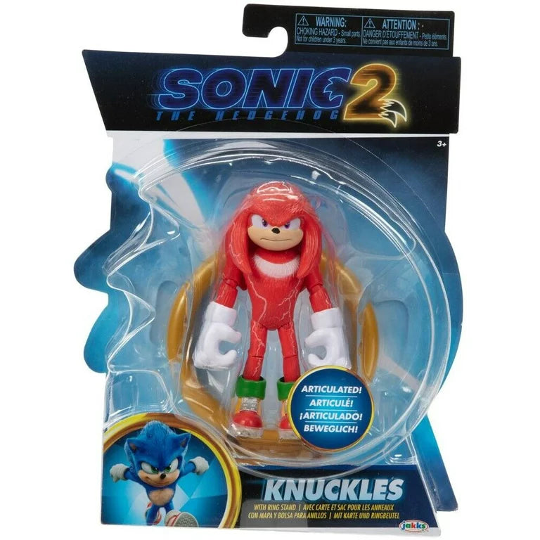 Sonic 2 Movie Knuckles 4” Action Figure with Ring Accessory