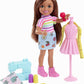 Barbie Chelsea Can Be Doll & Playset, Brunette Fashion Designer Small Doll with Removable Outfit & 8 Career Accessories