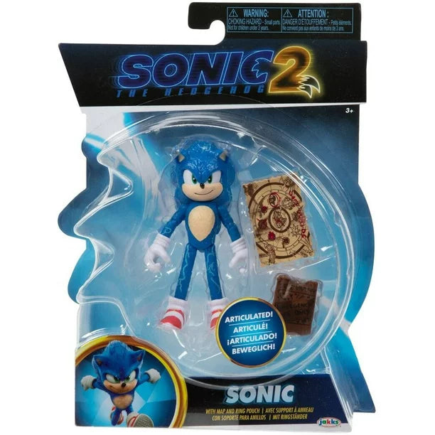 Sonic 2 Movie 4 Inch Figures Sonic with Map & Pouch Action Figure