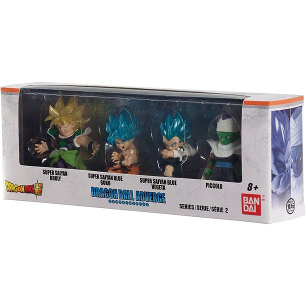 Dragon Ball Super Adverge 2" Figures Box Set 3 - Super Saiyan Blue Goku, Super Saiyan Blue Vegeta, Super Saiyan Broly, Piccolo, Figures