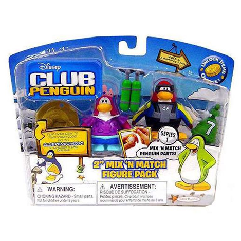 Club Penguin Mix N Match Series 1 Mermaid & Scuba Diver Mini Figure Set