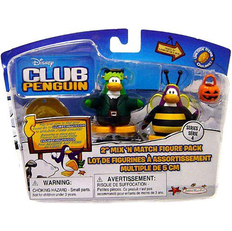 Club Penguin Mix N Match Series 1 Bumble Bee & Frankenpengun Mini Figure Set