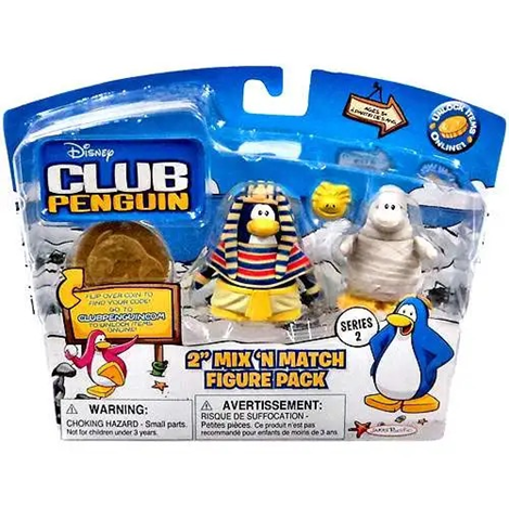 Club Penguin Mix N Match Series 2 Pharaoh & Mummy Mini Figure Set