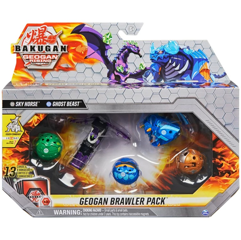 Bakugan Geogan Brawler 5-Pack. Exclusive Sky Horse and Ghost Beast Geogan and 3 Bakugan Collectible Action Figures