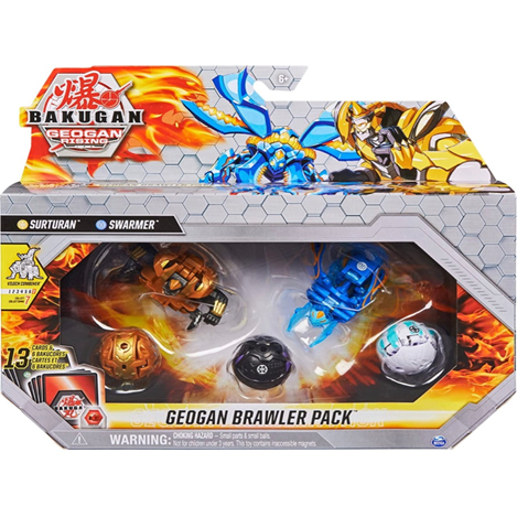Bakugan Geogan Rising Brawler 5-Pack. Exclusive Surturan and Swarmer Geogan and 3 Bakugan Collectible Action Figures