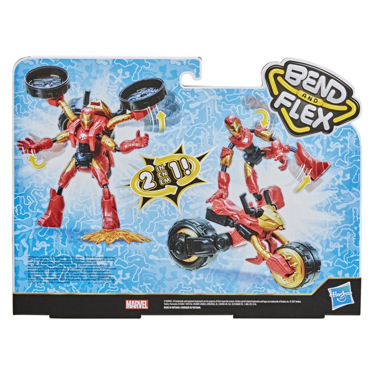 Marvel Bend and Flex, Flex Rider Iron Man Action Figure and 2-In-1 Motorcycle