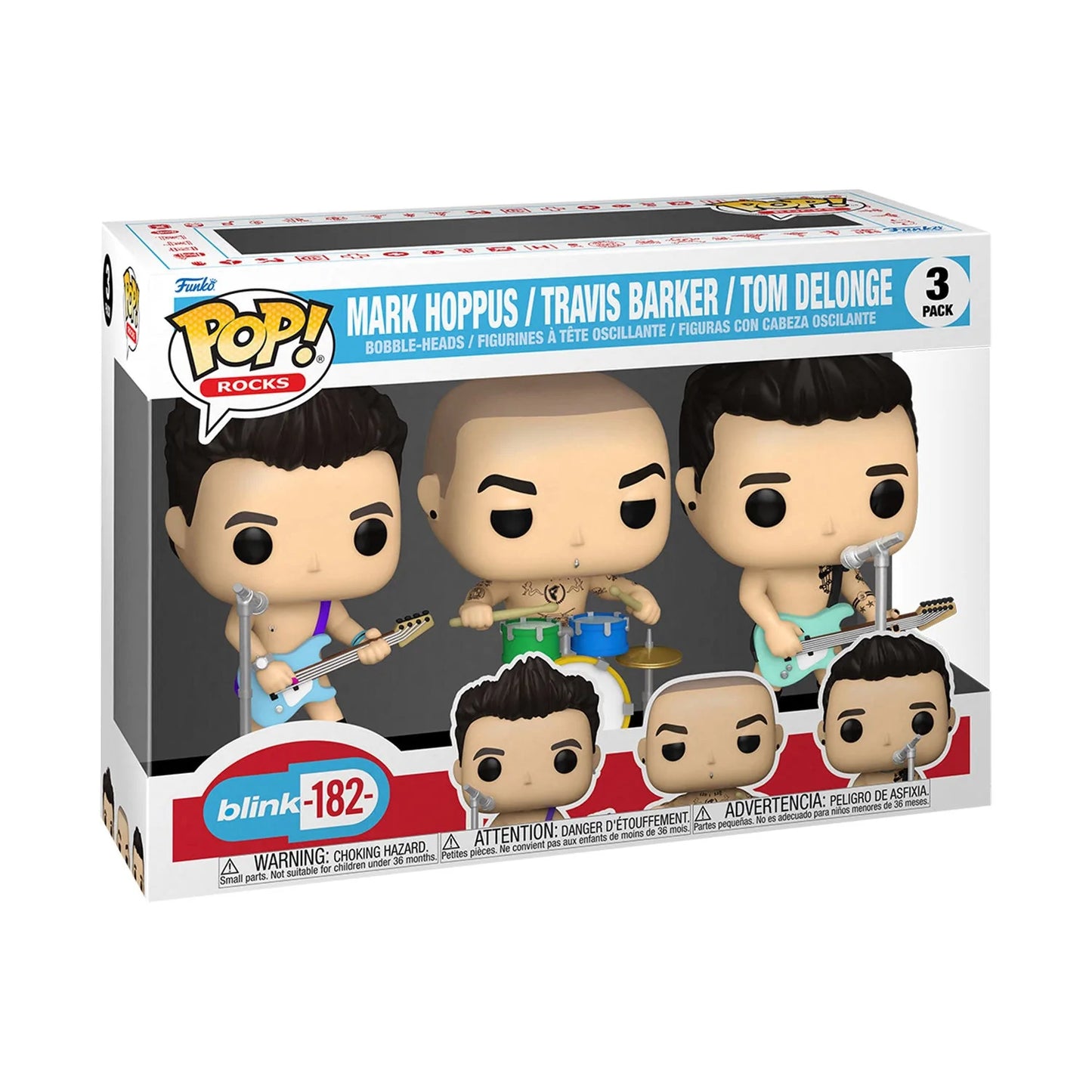 Funko Pop! Blink 182 Mark Hoppus Travis Barker Tom Delong 3 Pack