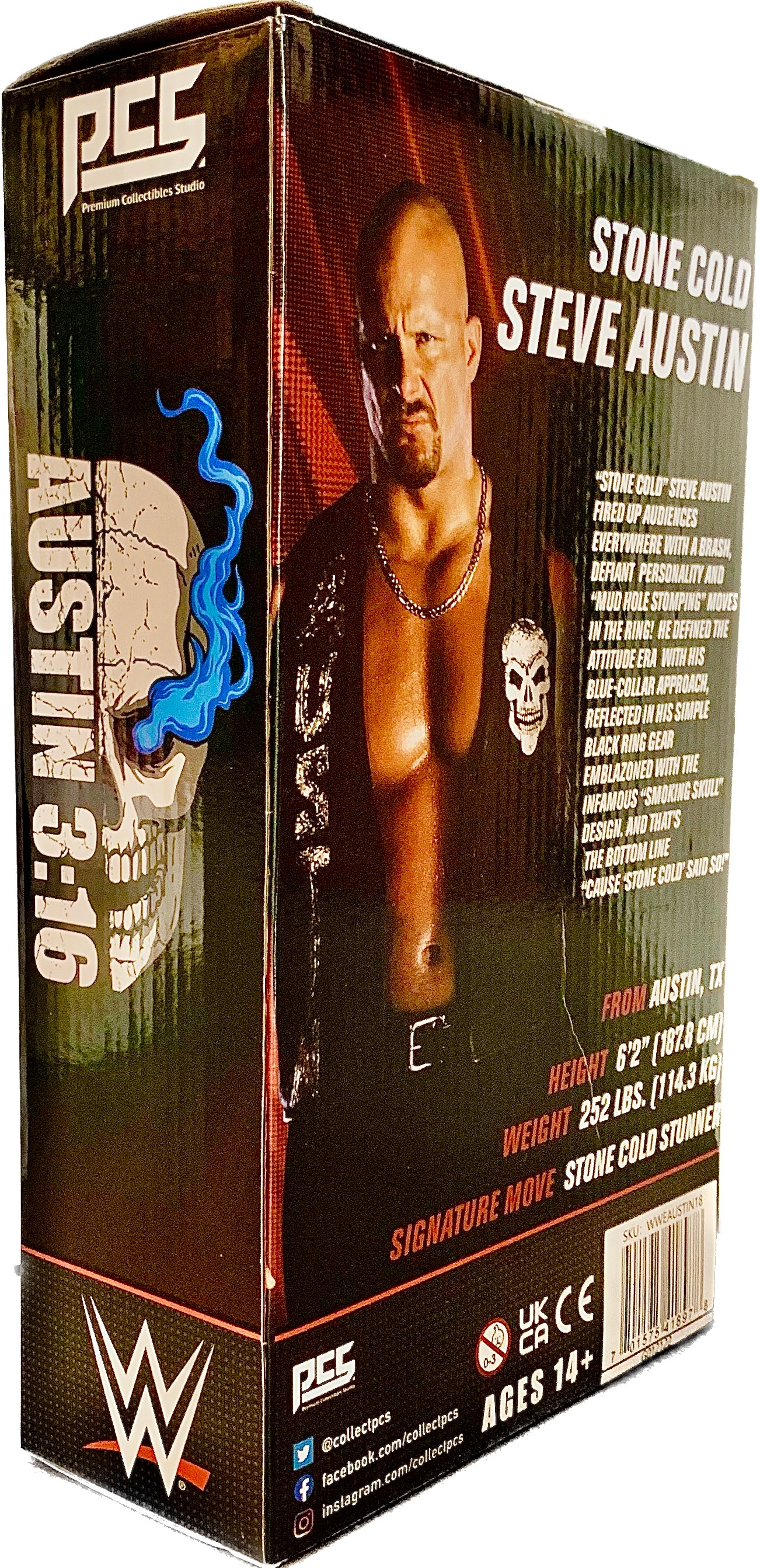 WWE STONE COLD STEVE AUSTIN Premium PCS 11” Statue with Display Stand