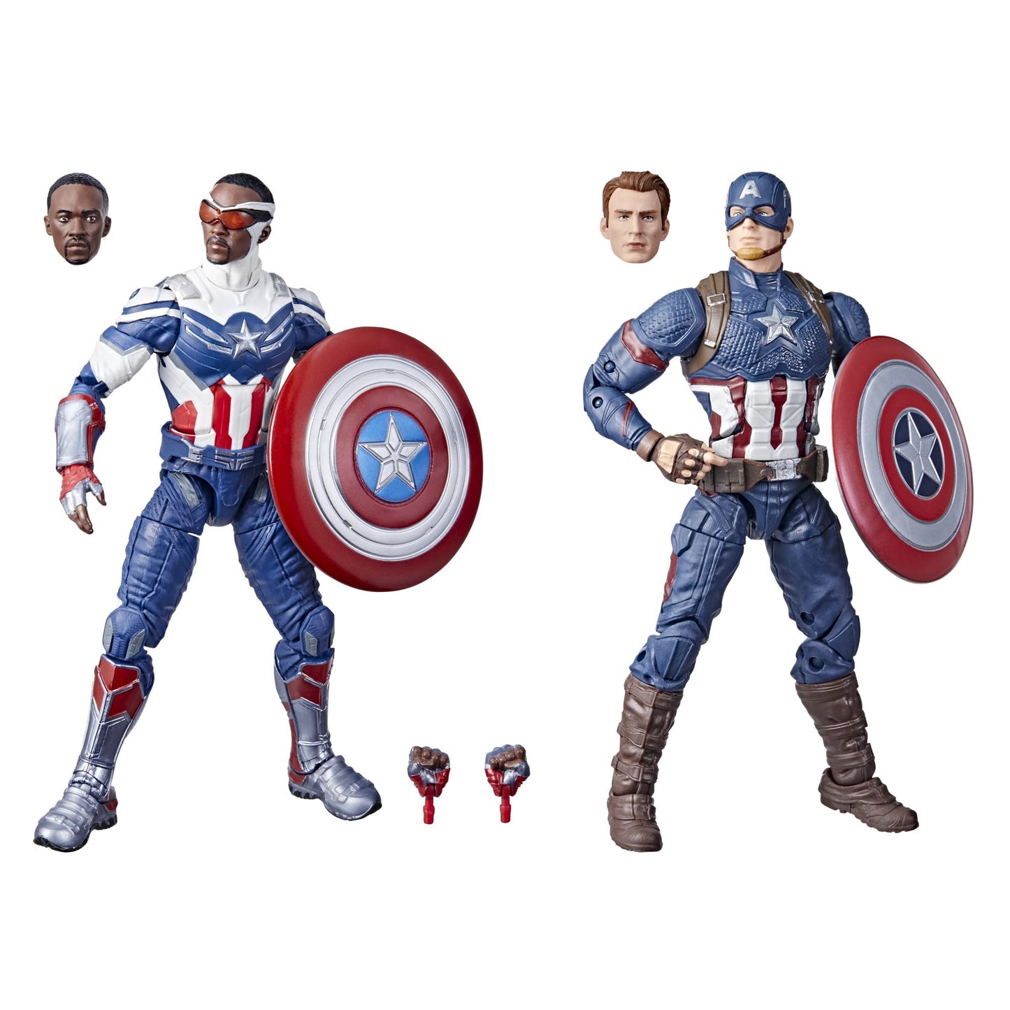 Marvel Legends Series Captain America Steve Rogers and Sam Wilson MCU 6” Action Figures, 7 Accessories 2-Pack